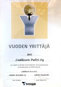 Vuoden 2013 yrittäjä